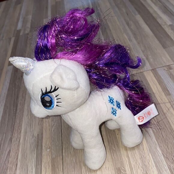 TY My Little Pony Sparkle Rarity 7"plush Unicorn White Purple Plush used plush - Picture 1 of 9